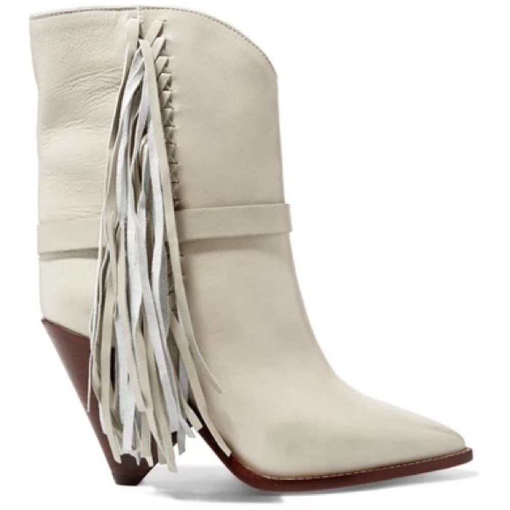 ISABEL MARANT Loffen Fringed Leather Ankle Boots, Size 37 - Picture 5 of 13